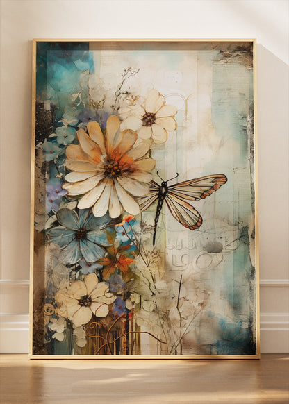 Vintage Butterfly Floral Garden Canvas & Poster Print – AI PRINT LAB
