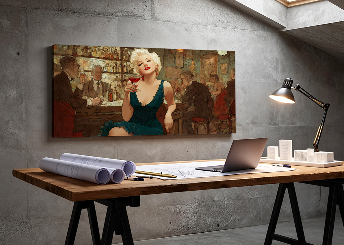 Vintage Cocktail Lounge Glamour Canvas – Single & 3 Panel Split – AI PRINT LAB