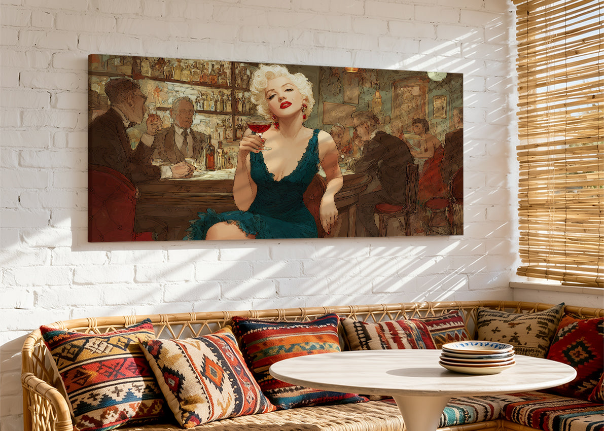 Vintage Cocktail Lounge Glamour Canvas – Single & 3 Panel Split – AI PRINT LAB