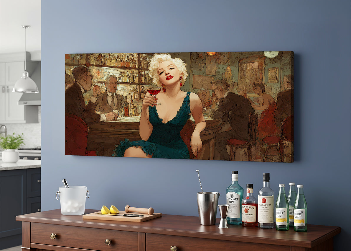 Vintage Cocktail Lounge Glamour Canvas – Single & 3 Panel Split – AI PRINT LAB