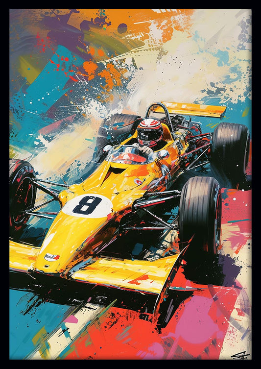 Vintage Formula Car Racing – Splash Art Canvas & Poster Wall Decor – T1044 – AiPrintLab
