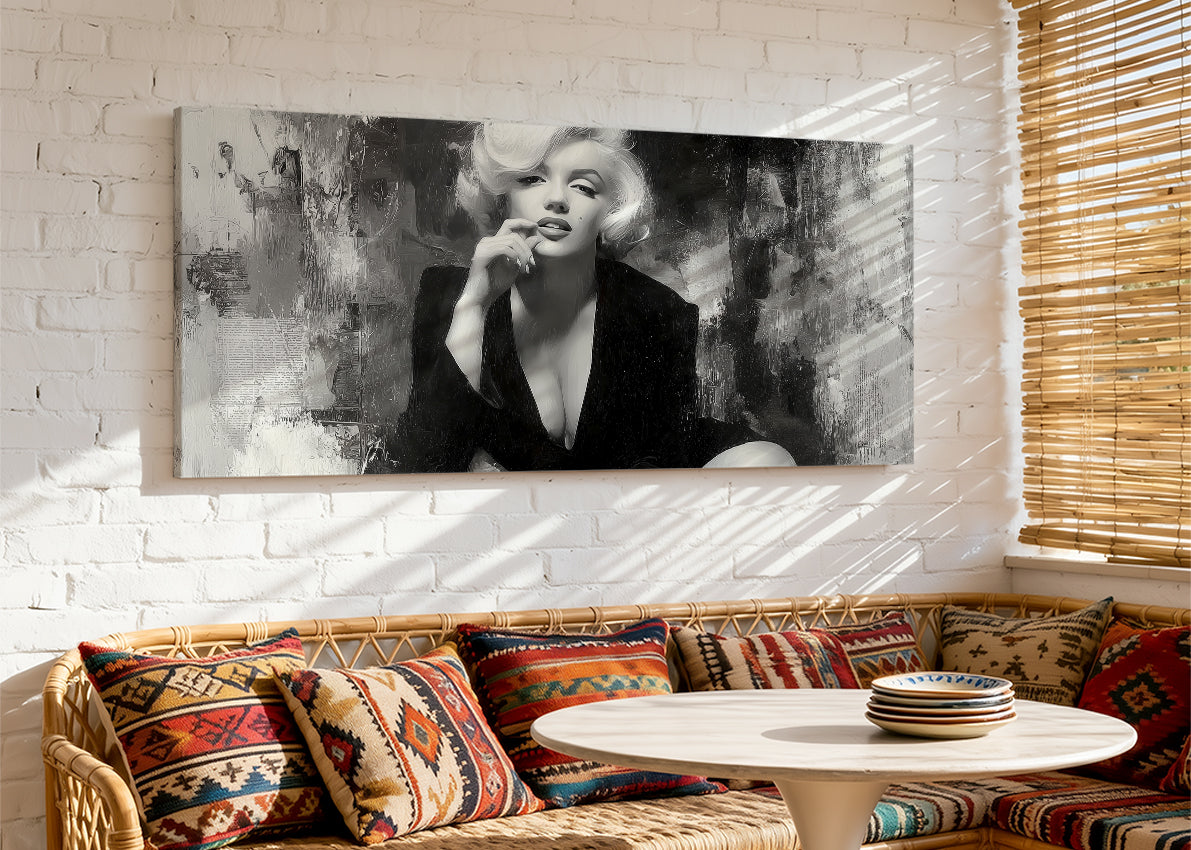 Vintage Glamour Monochrome Portrait Canvas – Single & 3 Panel Split – AI PRINT LAB