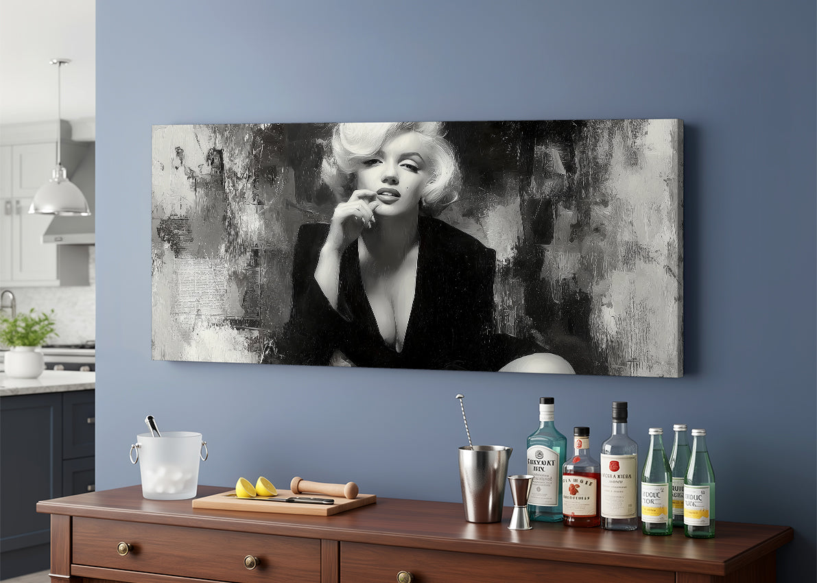 Vintage Glamour Monochrome Portrait Canvas – Single & 3 Panel Split – AI PRINT LAB