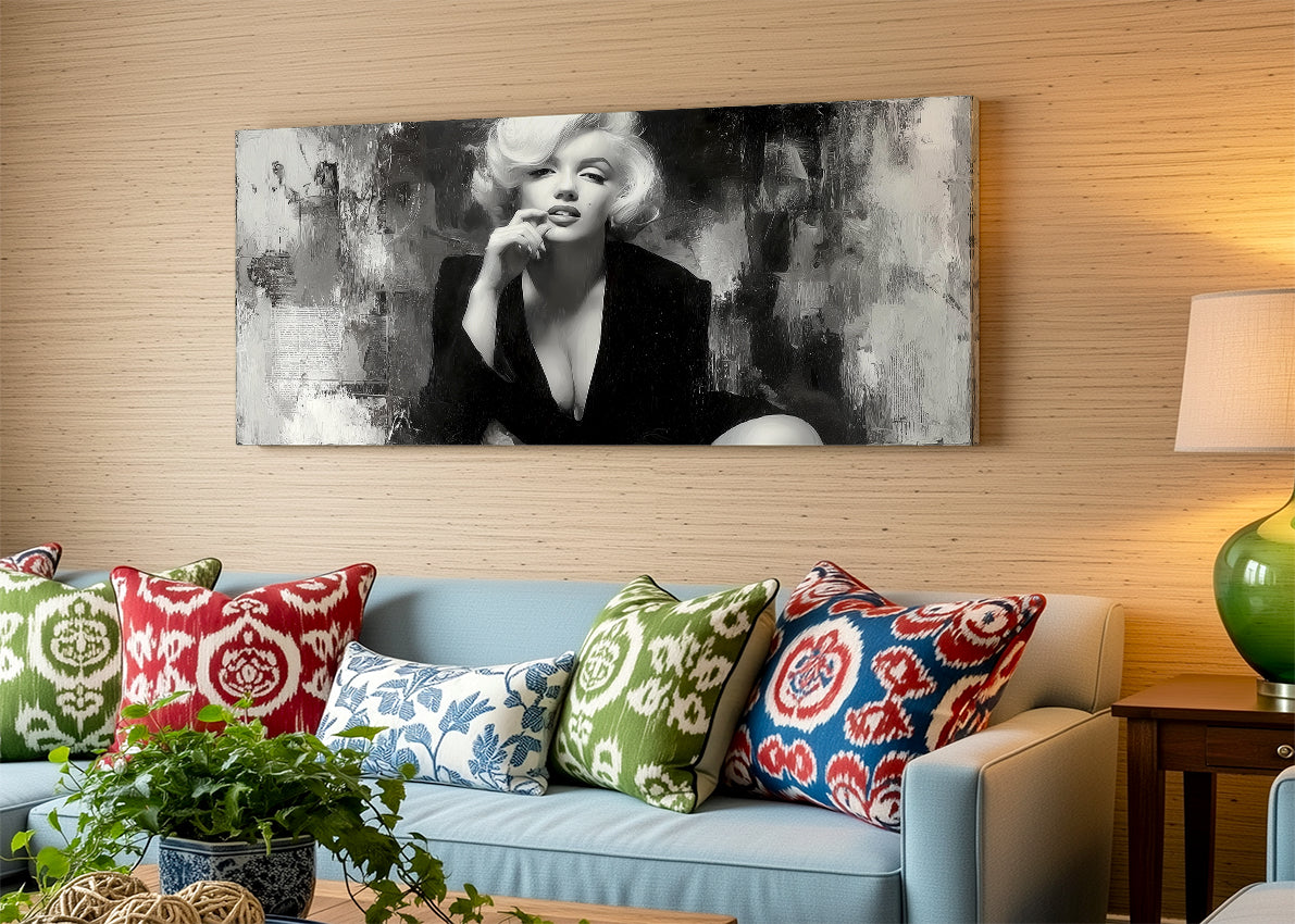 Vintage Glamour Monochrome Portrait Canvas – Single & 3 Panel Split – AI PRINT LAB