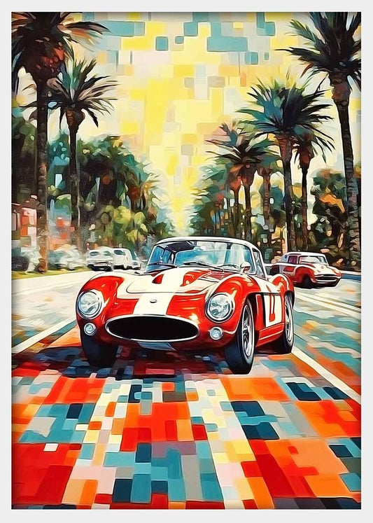 Vintage Red Racer Canvas & Poster Wall Art T359 Expressive Collection