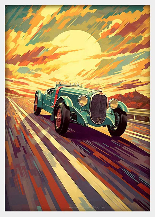 Vintage Red Racer Canvas & Poster Wall Art T374 Expressive Collection