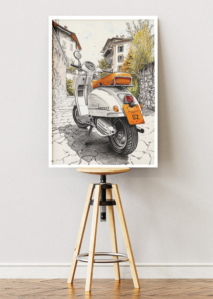 Vintage Vespa Scooter Street Poster Canvas & Print – AI PRINT LAB