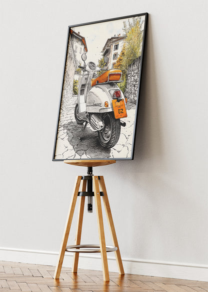 Vintage Vespa Scooter Street Poster Canvas & Print – AI PRINT LAB