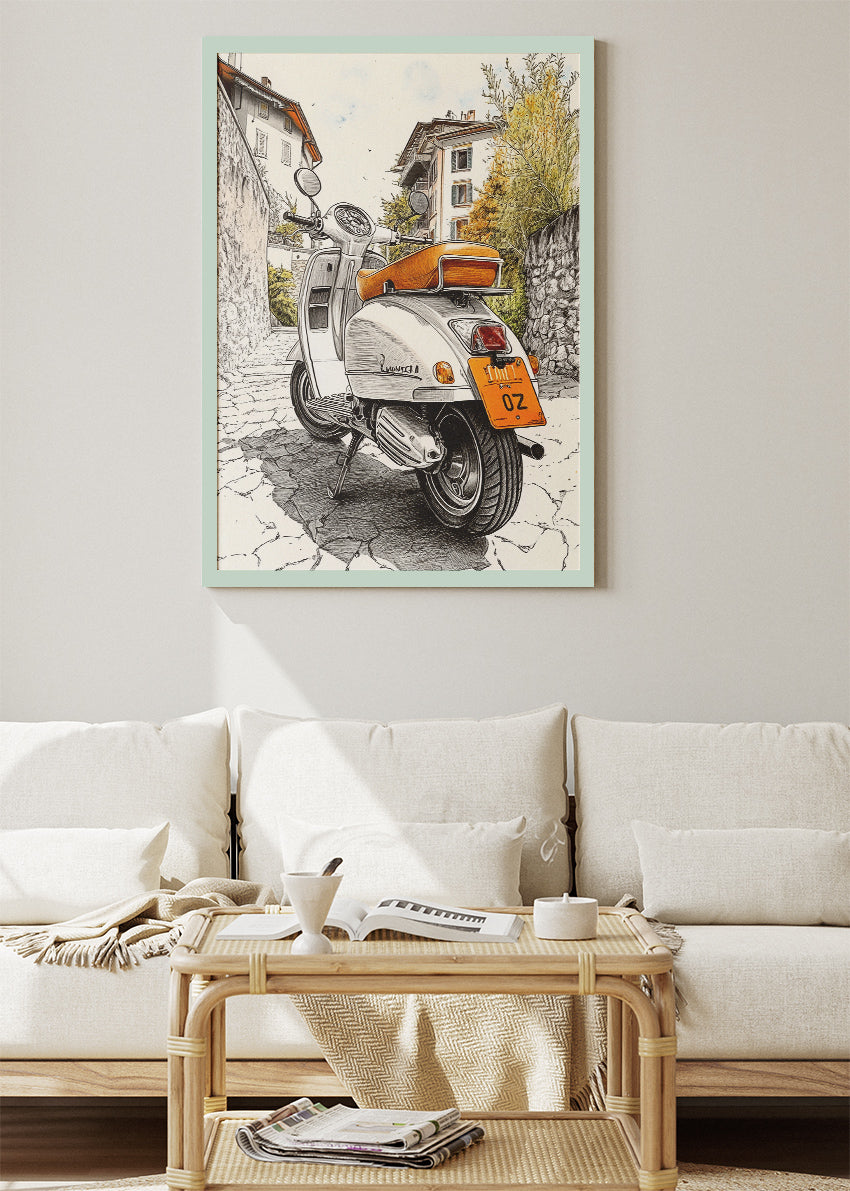 Vintage Vespa Scooter Street Poster Canvas & Print – AI PRINT LAB