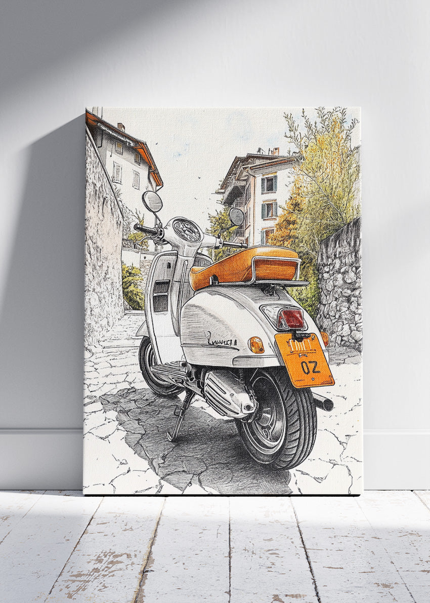 Vintage Vespa Scooter Street Poster Canvas & Print – AI PRINT LAB