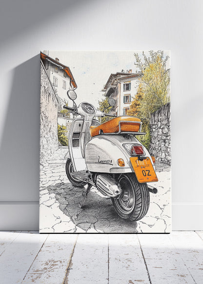 Vintage Vespa Scooter Street Poster Canvas & Print – AI PRINT LAB