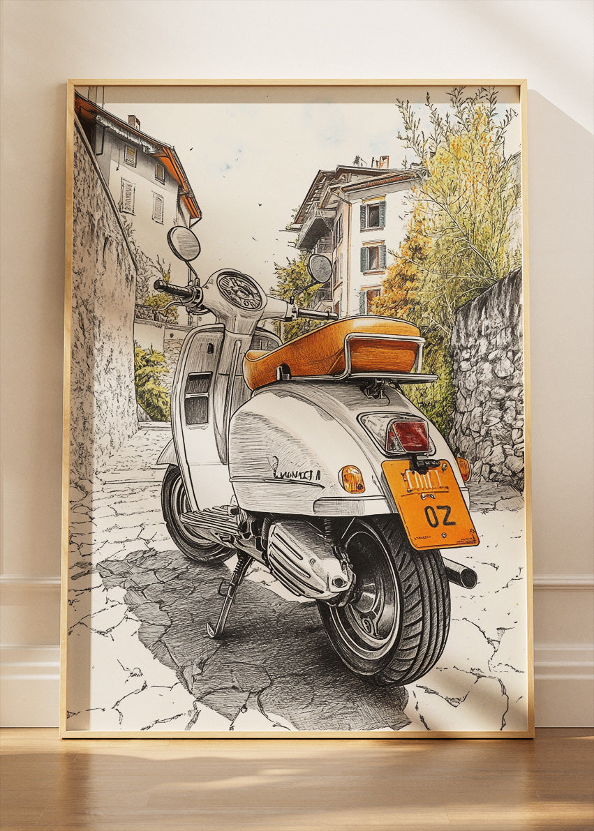 Vintage Vespa Scooter Street Poster Canvas & Print – AI PRINT LAB