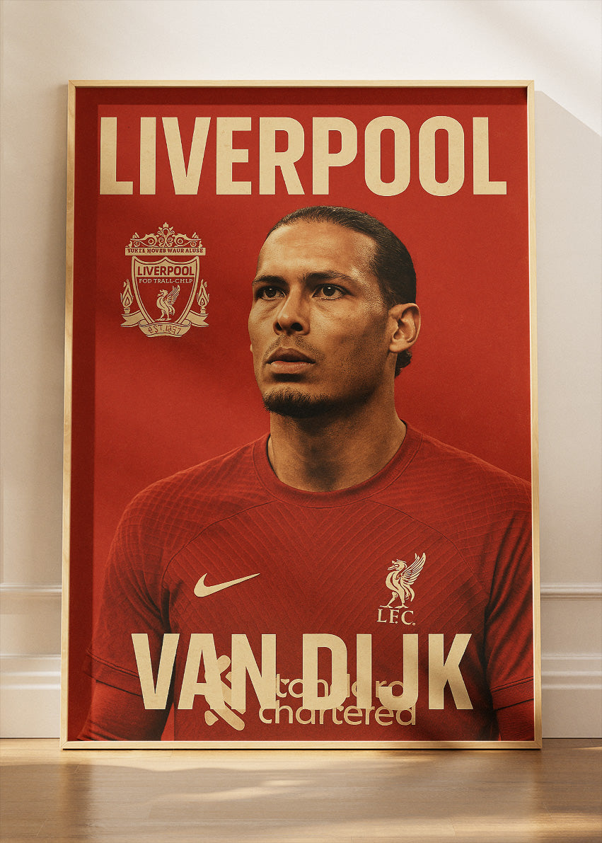 Virgil van Dijk Liverpool Wall Art | Iconic Football Portrait Poster & Canvas