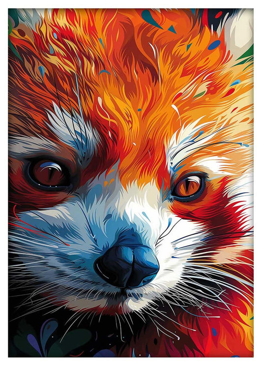 Vivid Red Panda Close-Up – Colorful Abstract Animal Canvas Art – T889 – AiPrintLab