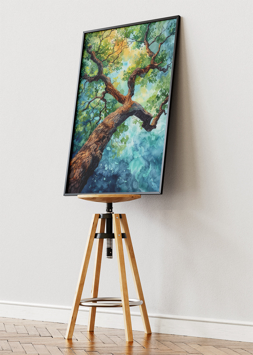 Watercolor Forest Canopy Tree Perspective Canvas & Poster Print – AI PRINT LAB
