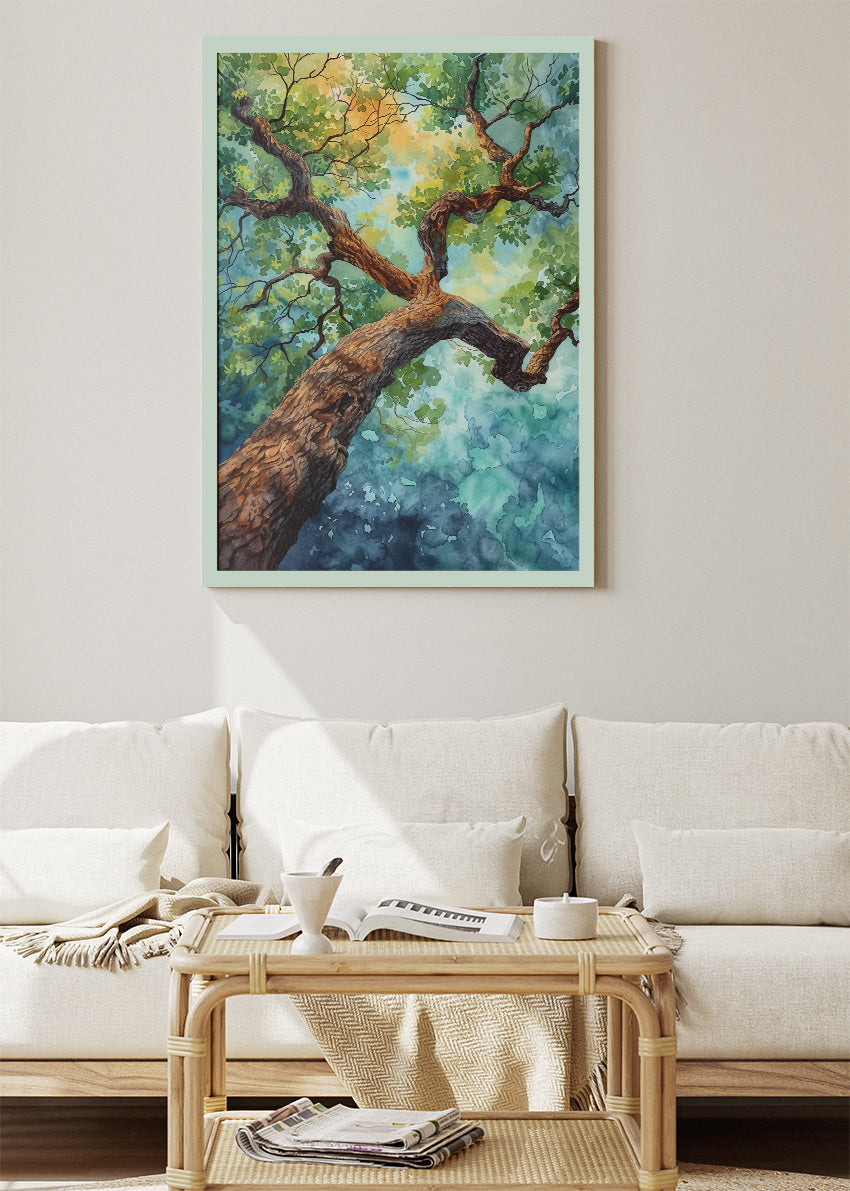 Watercolor Forest Canopy Tree Perspective Canvas & Poster Print – AI PRINT LAB