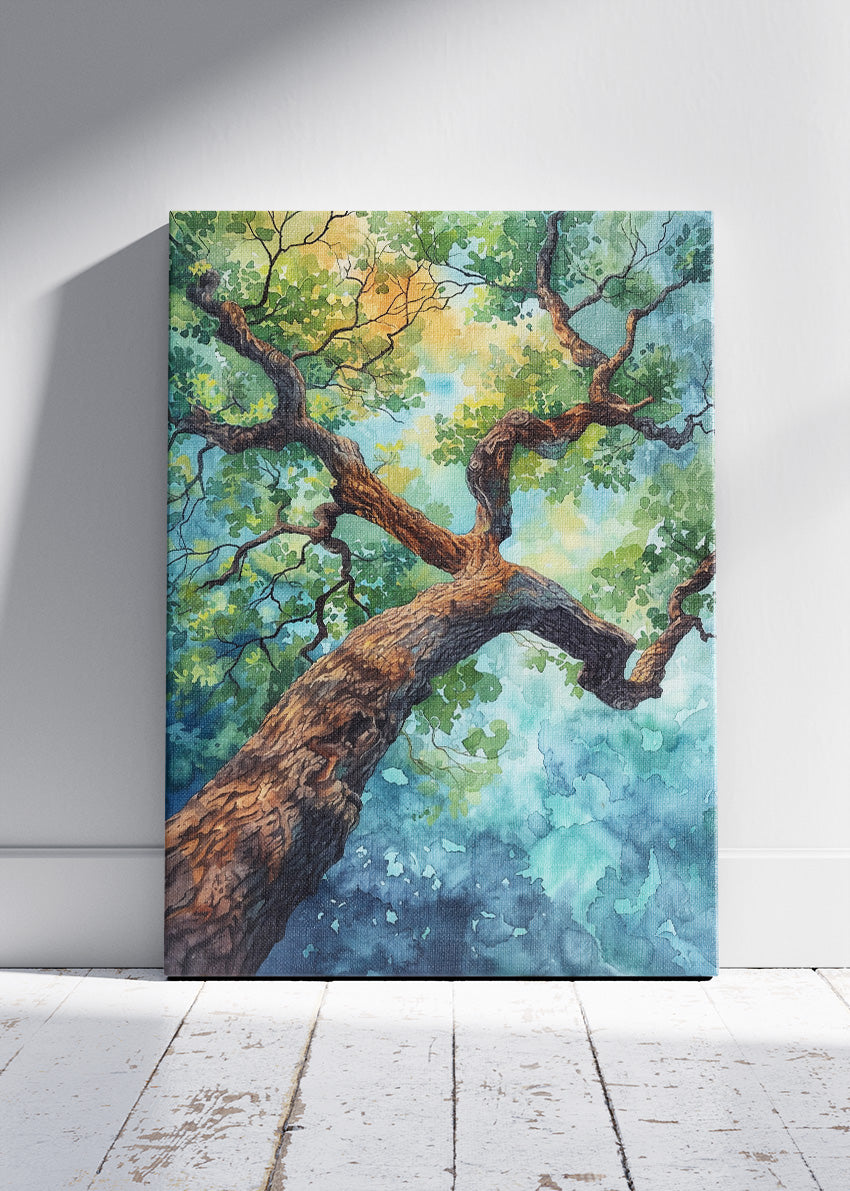 Watercolor Forest Canopy Tree Perspective Canvas & Poster Print – AI PRINT LAB