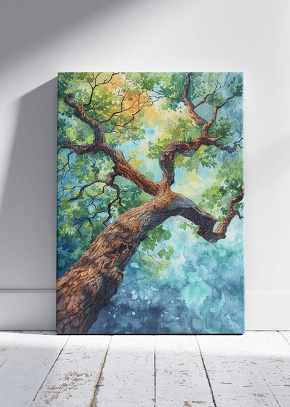 Watercolor Forest Canopy Tree Perspective Canvas & Poster Print – AI PRINT LAB