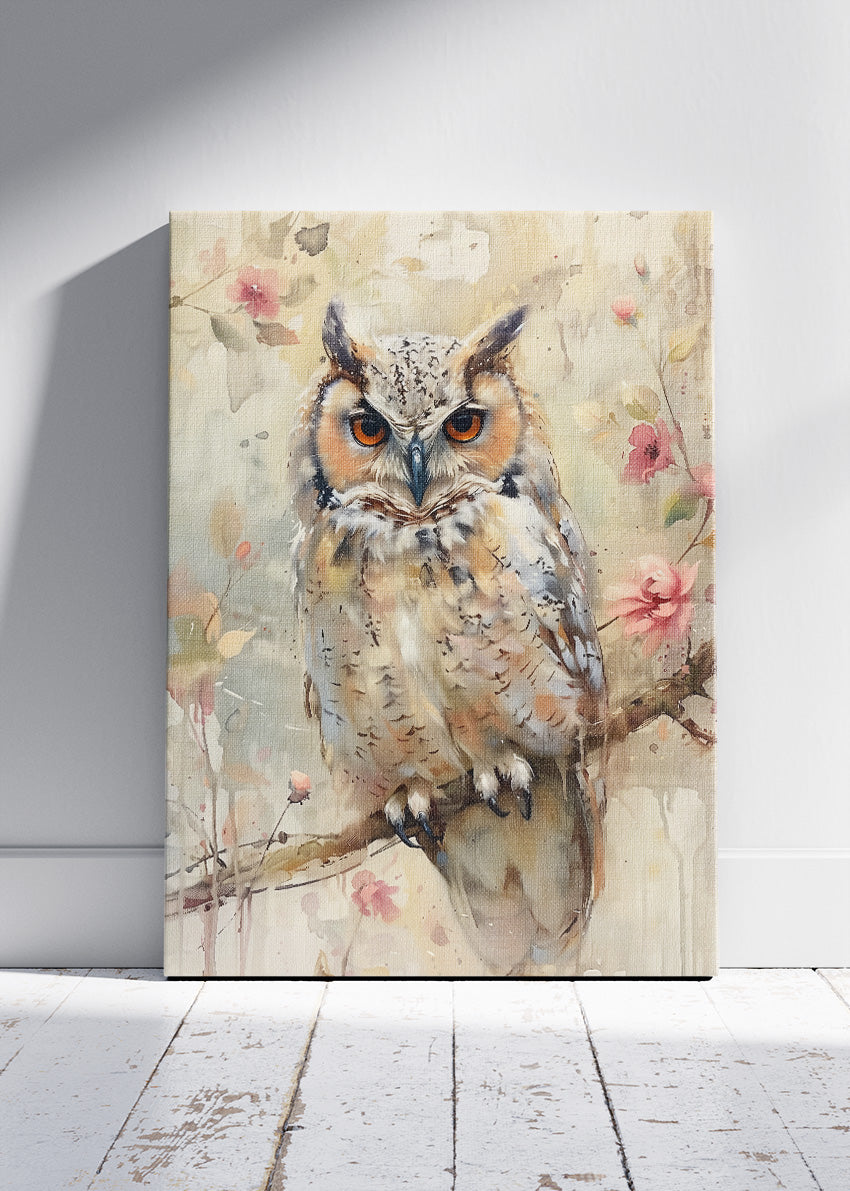 Watercolor Owl Canvas Print & Poster – Soft Nature Animal Wall Art – AI PRINT LAB