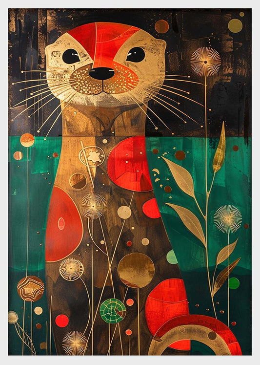 Whimsical Otter Wall Art – Abstract Animal Canvas & Poster Print – T1446 –