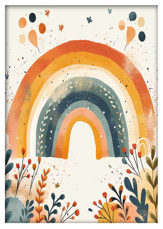 Whimsical Rainbow Nursery Wall Art Print & Canvas – T758 – AiPrintLab