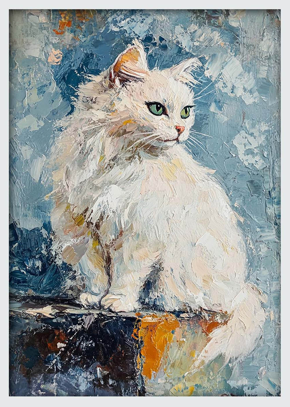 White Persian Cat Painting – Elegant Feline Canvas & Poster Wall Art – T1002 – AiPrintLab