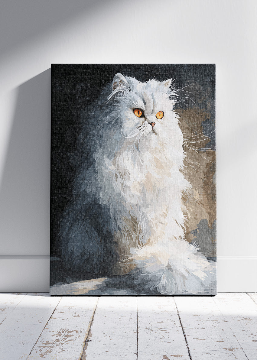 White Persian Cat Wall Art Print & Canvas – Elegant Modern Animal Artwork
