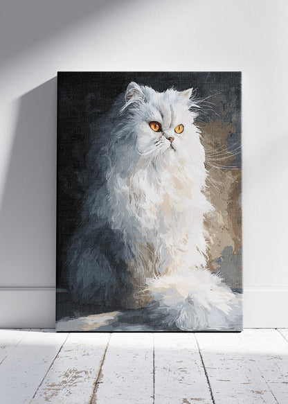 White Persian Cat Wall Art Print & Canvas – Elegant Modern Animal Artwork