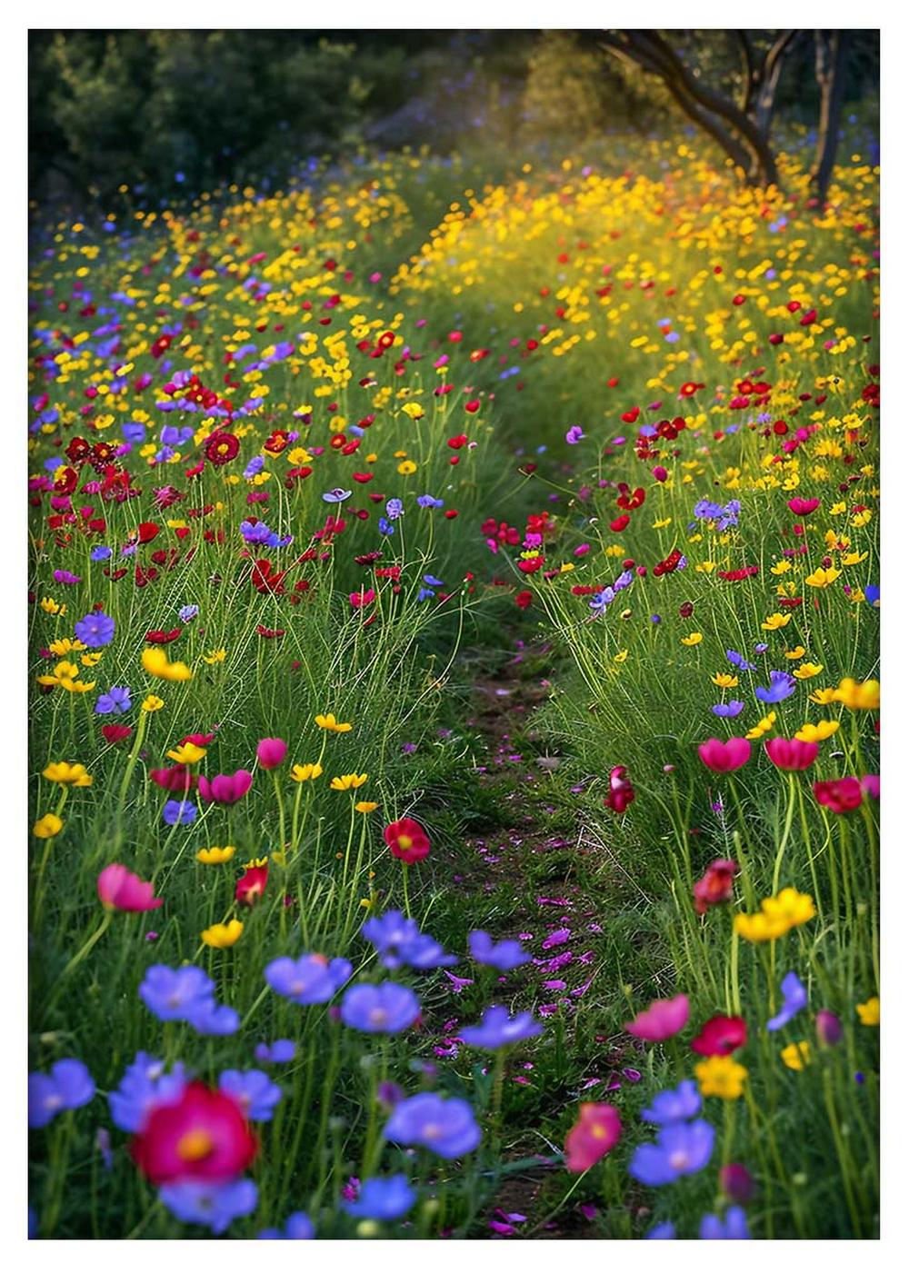 Wildflower Pathway in Bloom Canvas Print & Poster – T590 – AiPrintLab