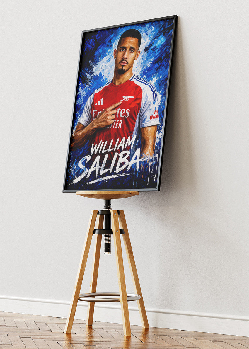 William Saliba Arsenal Artistic Portrait Poster Canvas & Print – AI PRINT LAB