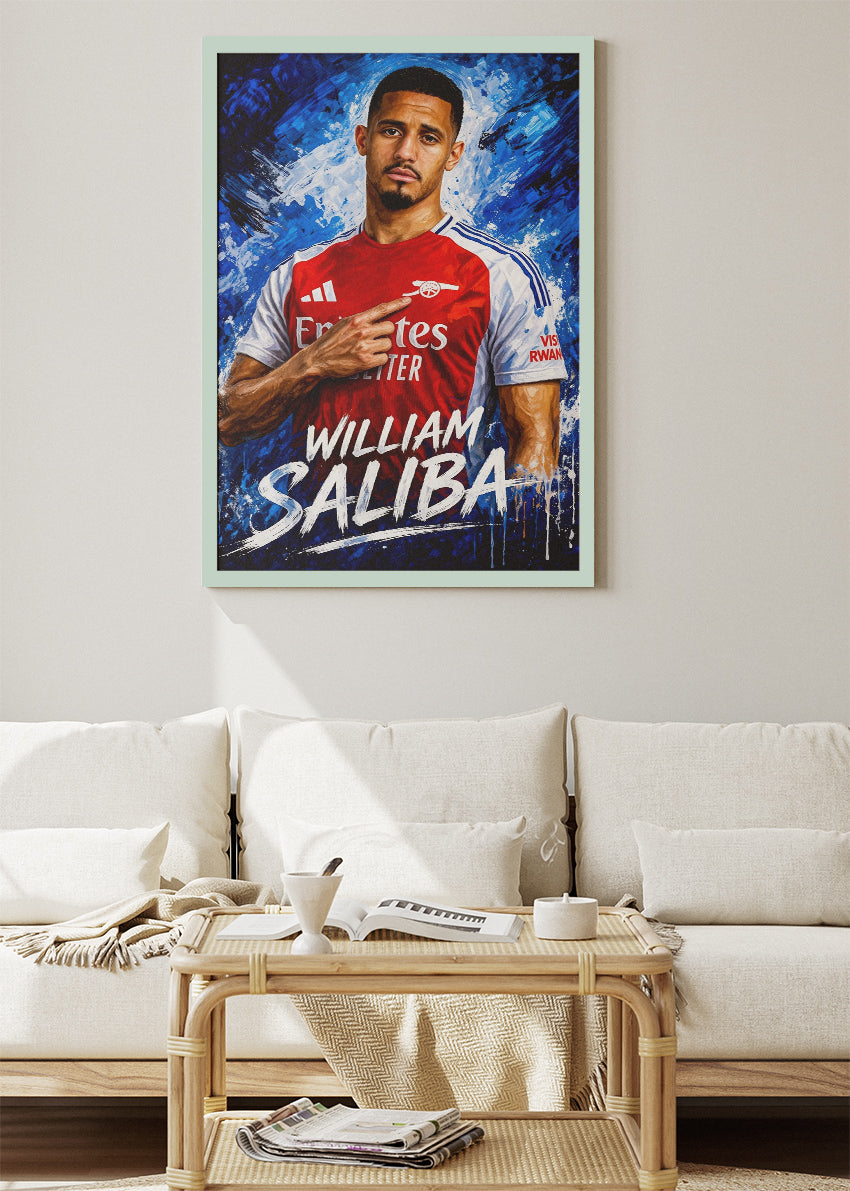 William Saliba Arsenal Artistic Portrait Poster Canvas & Print – AI PRINT LAB