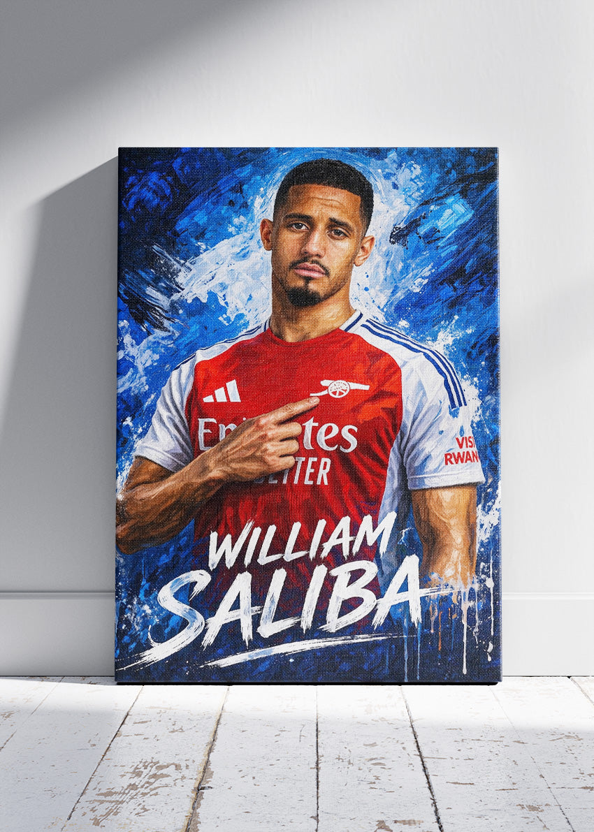 William Saliba Arsenal Artistic Portrait Poster Canvas & Print – AI PRINT LAB