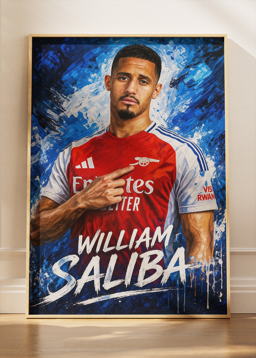 William Saliba Arsenal Artistic Portrait Poster Canvas & Print – AI PRINT LAB