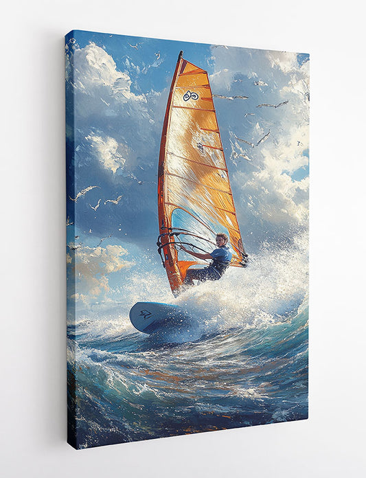 Windsurfing Ocean Adventure Wall Art – Action Sports Canvas & Poster Print – T1394 –