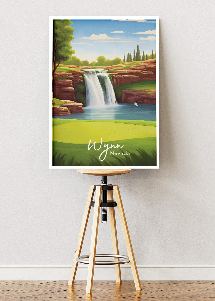 Wynn Golf Course Nevada Poster & Canvas Print – Illustrated Luxury Las Vegas Golf Art
