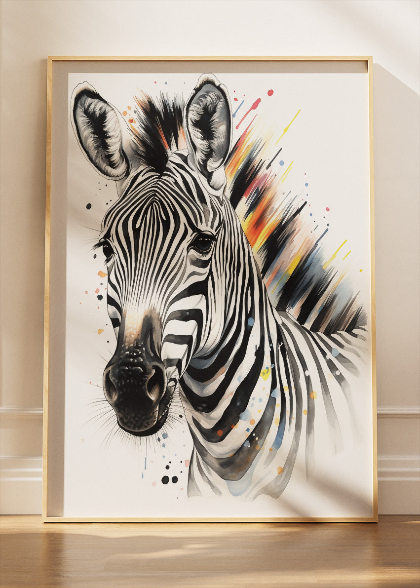 Zebra Wall Art Print & Canvas – Modern Abstract Wildlife Artwork