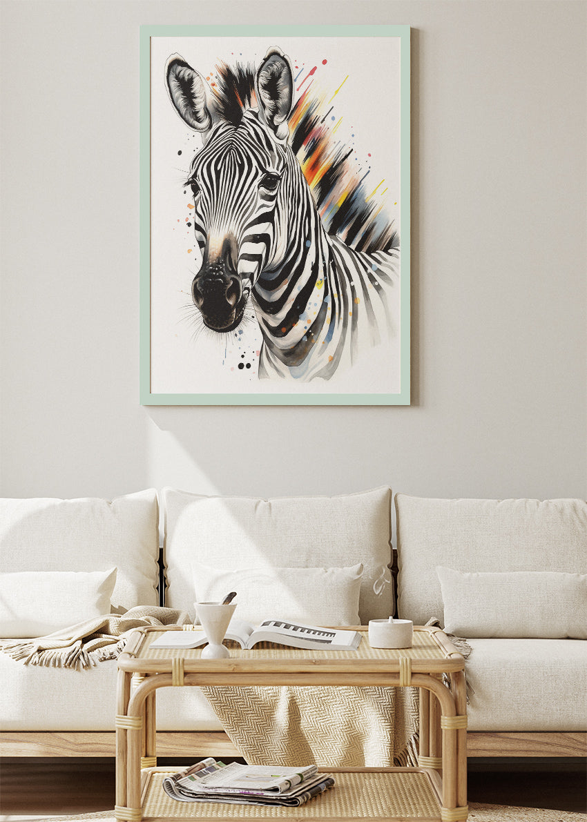 Zebra Wall Art Print & Canvas – Modern Abstract Wildlife Artwork