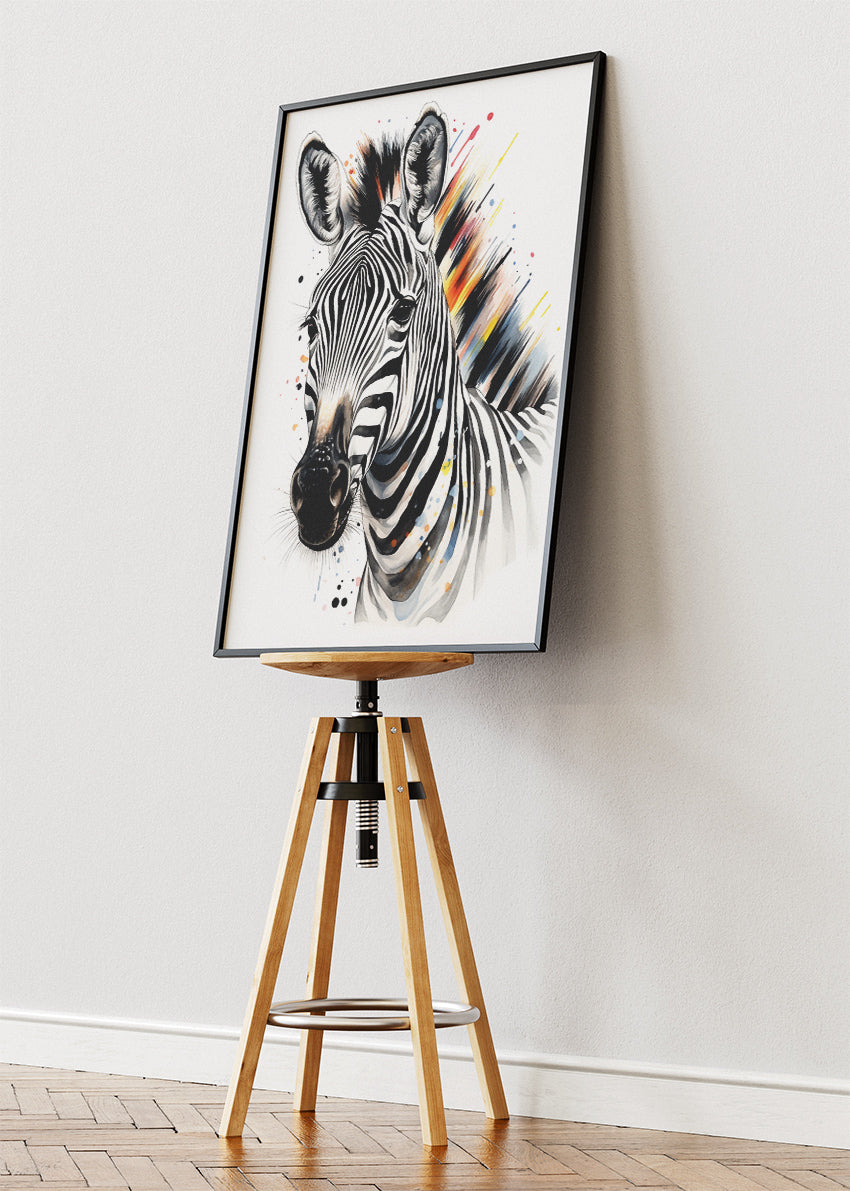 Zebra Wall Art Print & Canvas – Modern Abstract Wildlife Artwork
