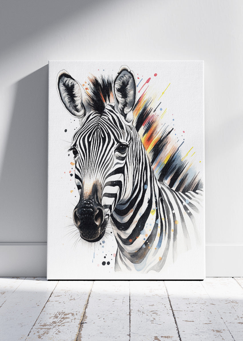 Zebra Wall Art Print & Canvas – Modern Abstract Wildlife Artwork