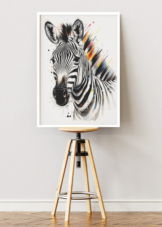 Zebra Wall Art Print & Canvas – Modern Abstract Wildlife Artwork
