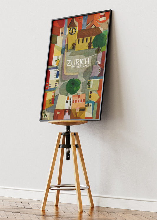 Zurich Switzerland Poster & Canvas Print – Vintage Modern-Art Illustrated City Design