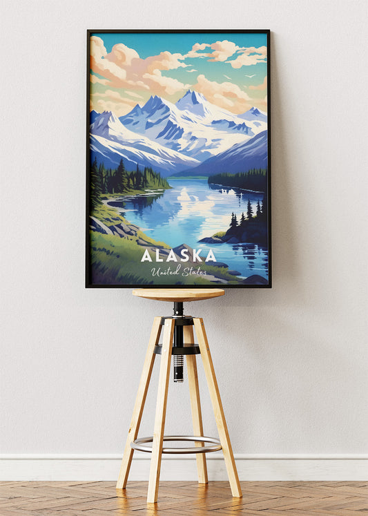 Alaska Mountain Lake Landscape Poster & Canvas Art – AIPRINTLAB