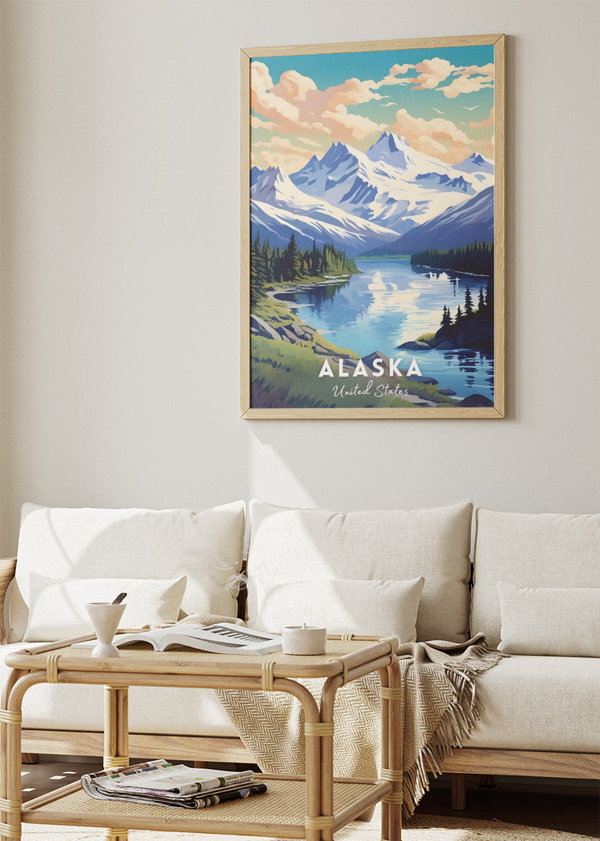 Alaska Mountain Lake Landscape Poster & Canvas Art – AIPRINTLAB