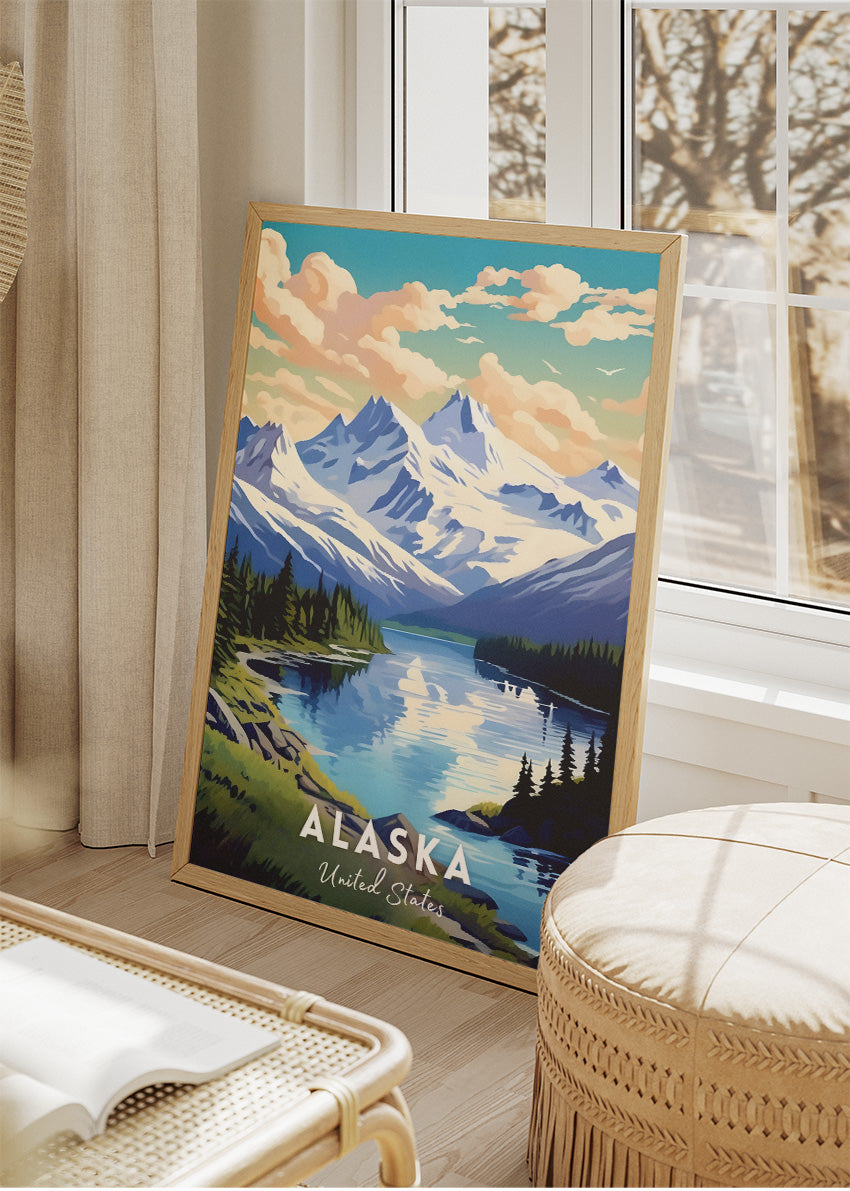 Alaska Mountain Lake Landscape Poster & Canvas Art – AIPRINTLAB