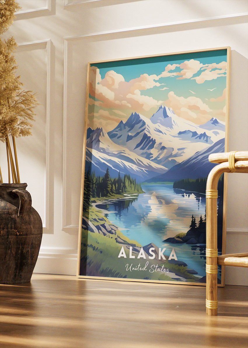 Alaska Mountain Lake Landscape Poster & Canvas Art – AIPRINTLAB