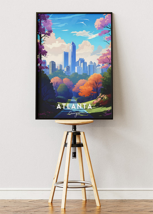 Atlanta Skyline Park Illustration Poster & Canvas Wall Art – AIPRINTLAB