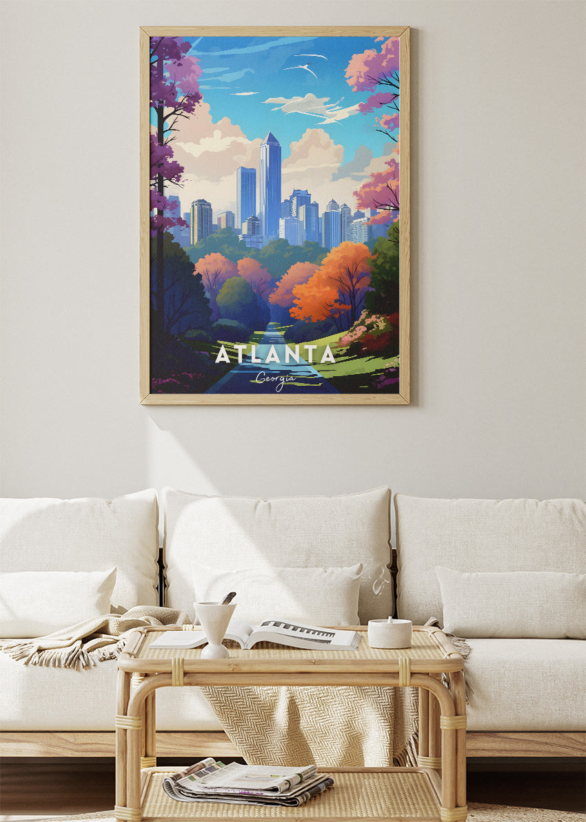 Atlanta Skyline Park Illustration Poster & Canvas Wall Art – AIPRINTLAB