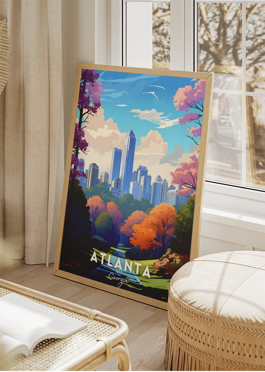 Atlanta Skyline Park Illustration Poster & Canvas Wall Art – AIPRINTLAB