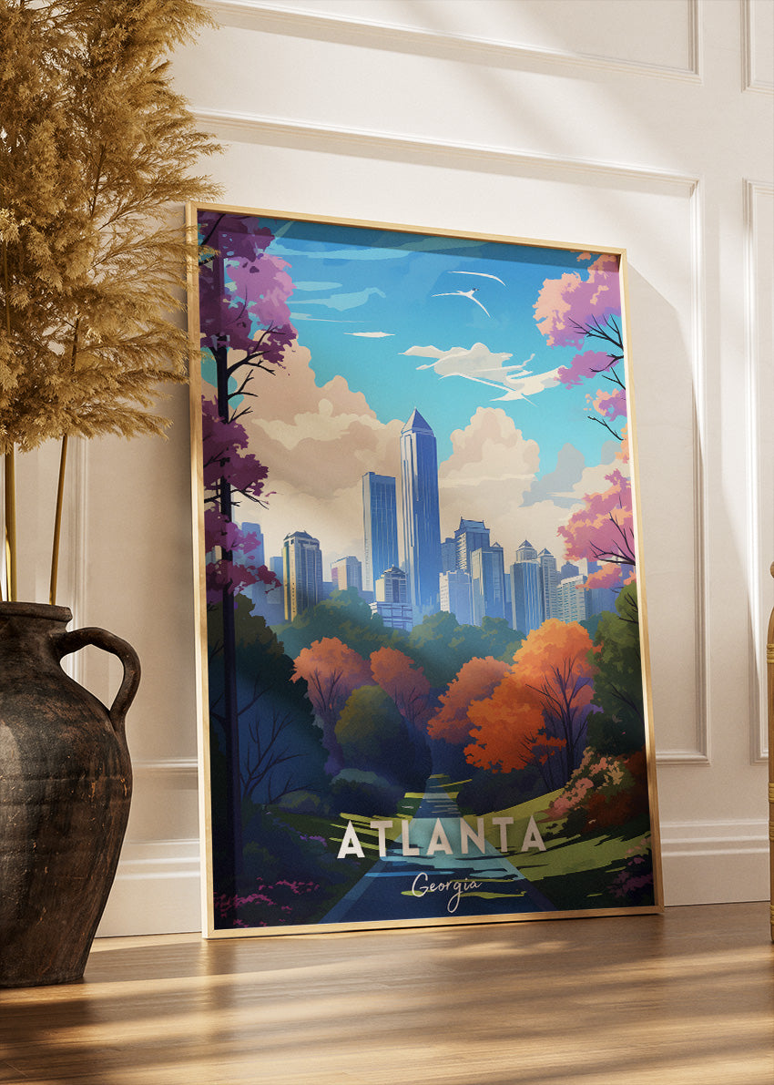 Atlanta Skyline Park Illustration Poster & Canvas Wall Art – AIPRINTLAB