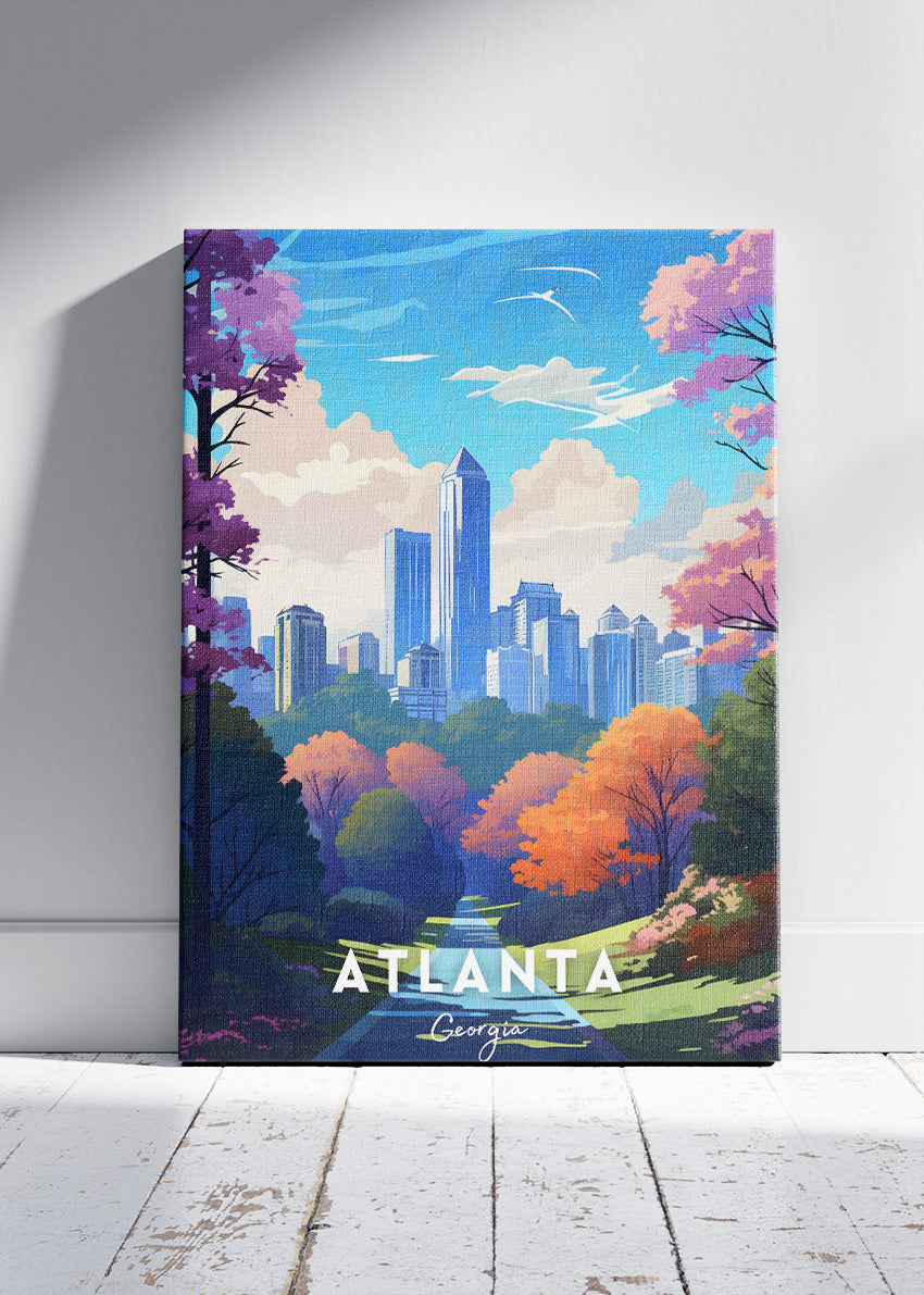Atlanta Skyline Park Illustration Poster & Canvas Wall Art – AIPRINTLAB